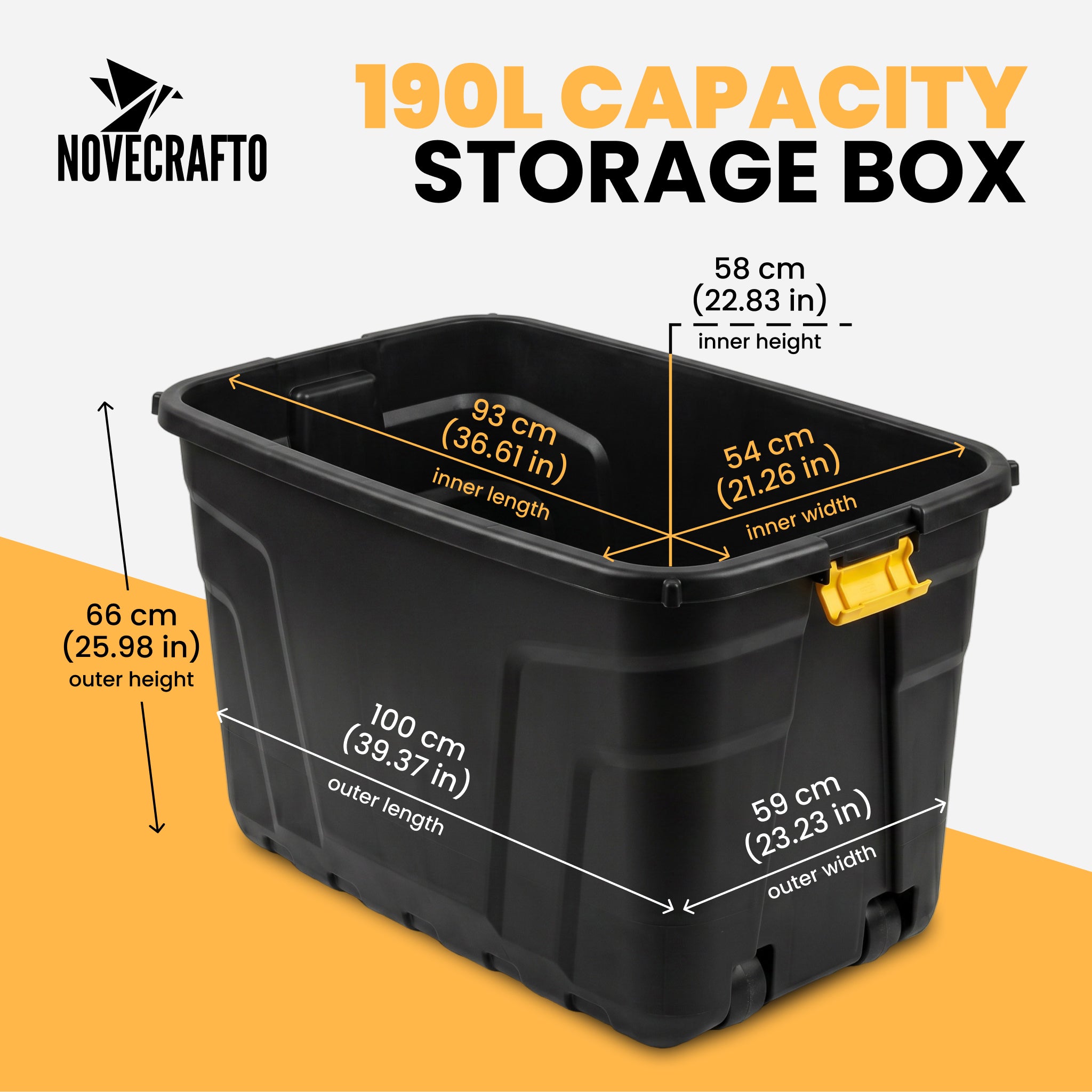 190L Storage Box on Wheels – Black