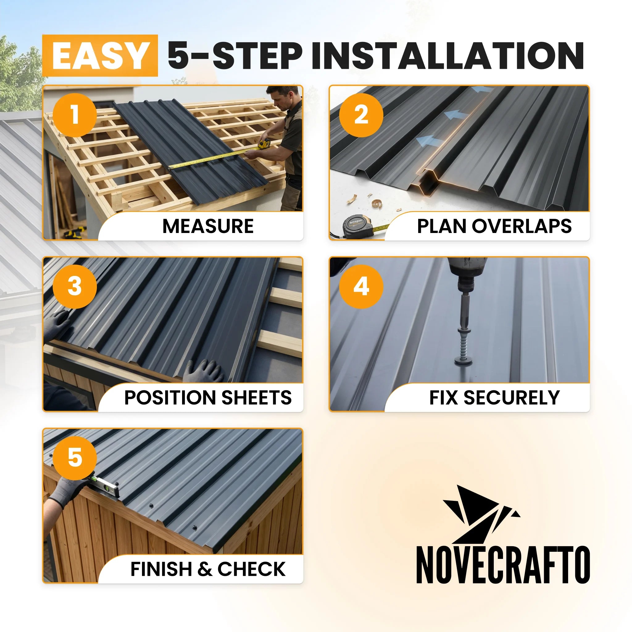 Dark grey corrugated sheet installation guide