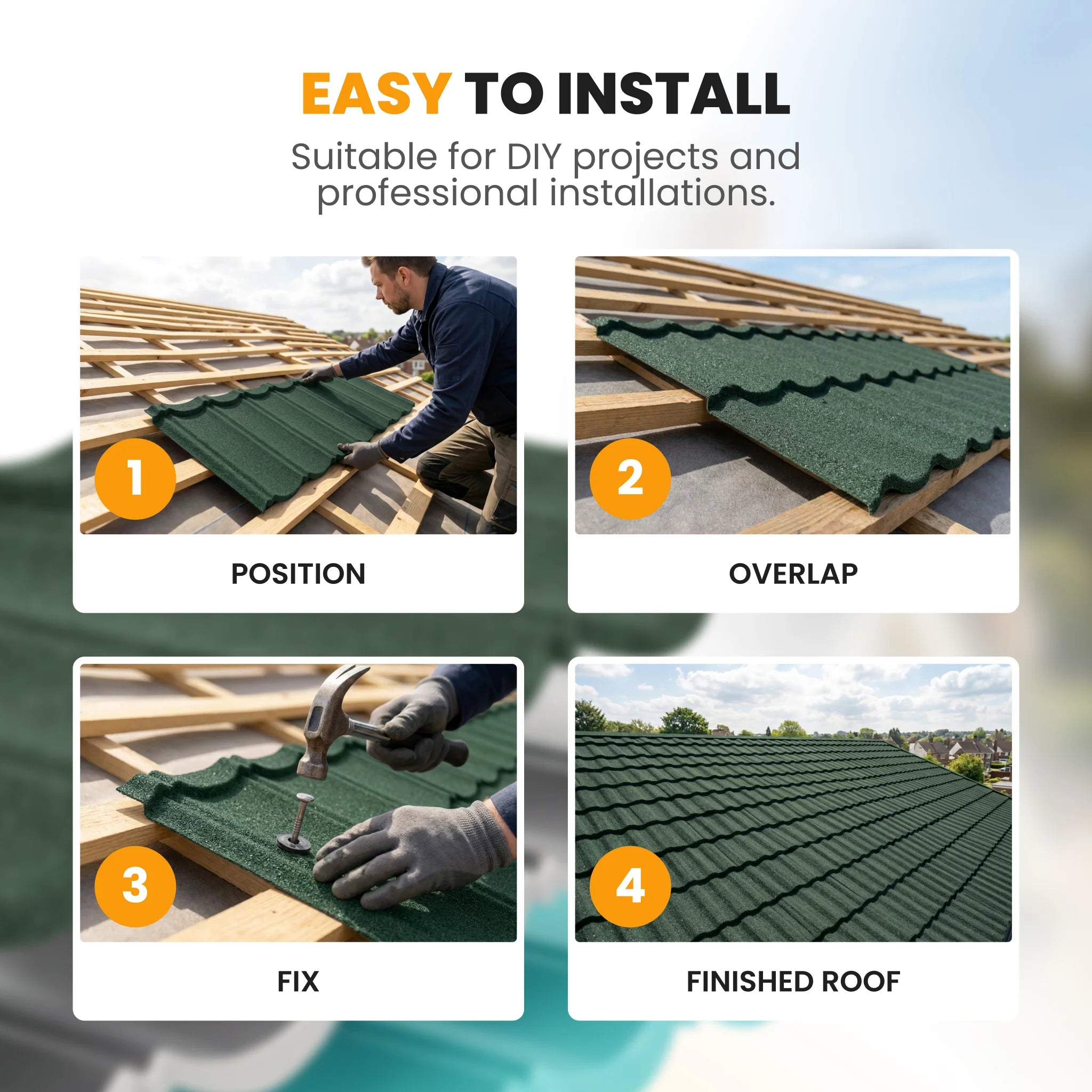Installing green metal roof shingles steps
