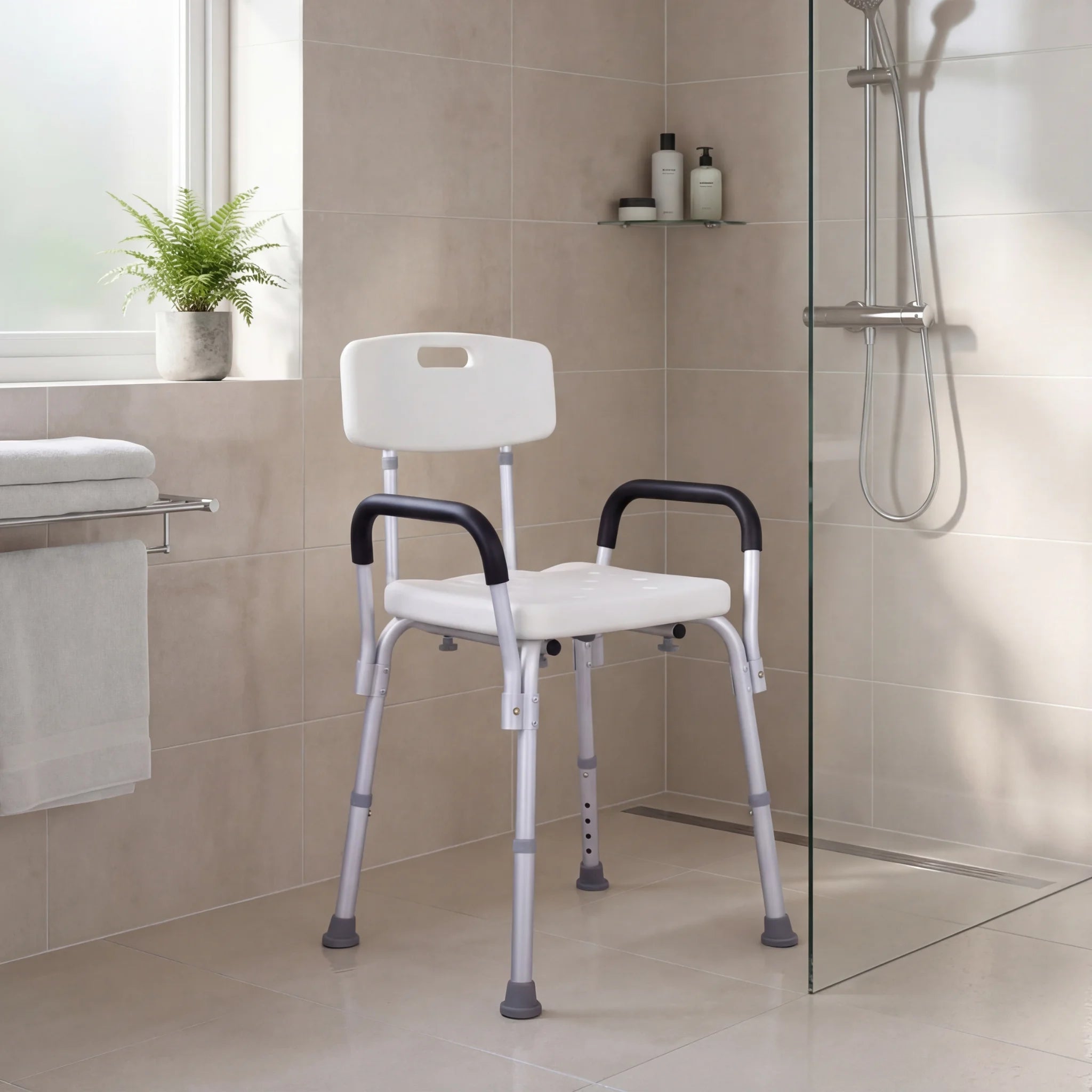 Shower seat for disabled and elderly users