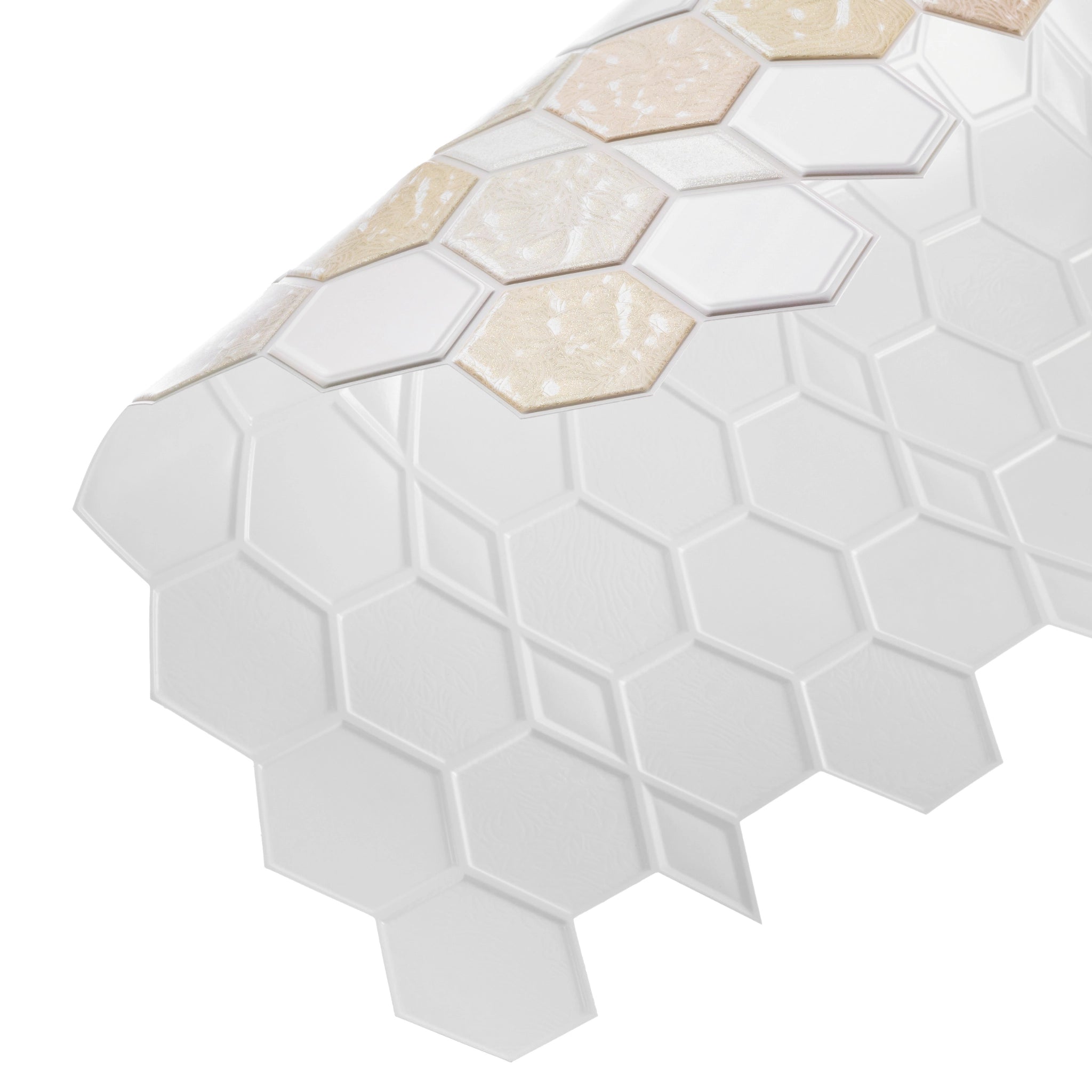 Closer look of the white & beige 3D wall panel
