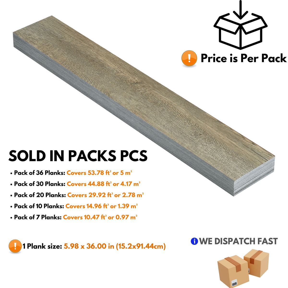 Light Brown - Self Adhesive Floor Planks