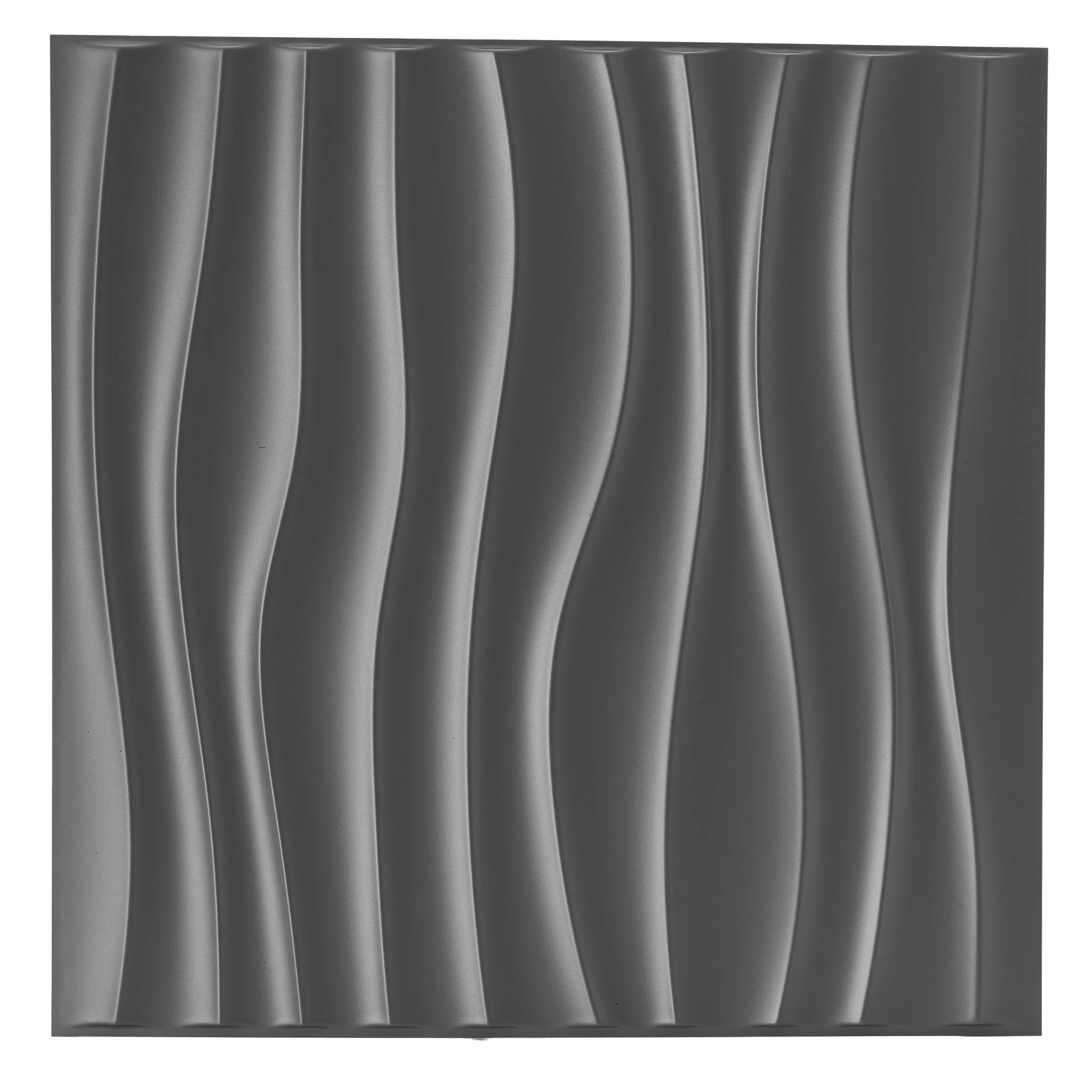 Close-up of silver PVC wall panel with wavy pattern