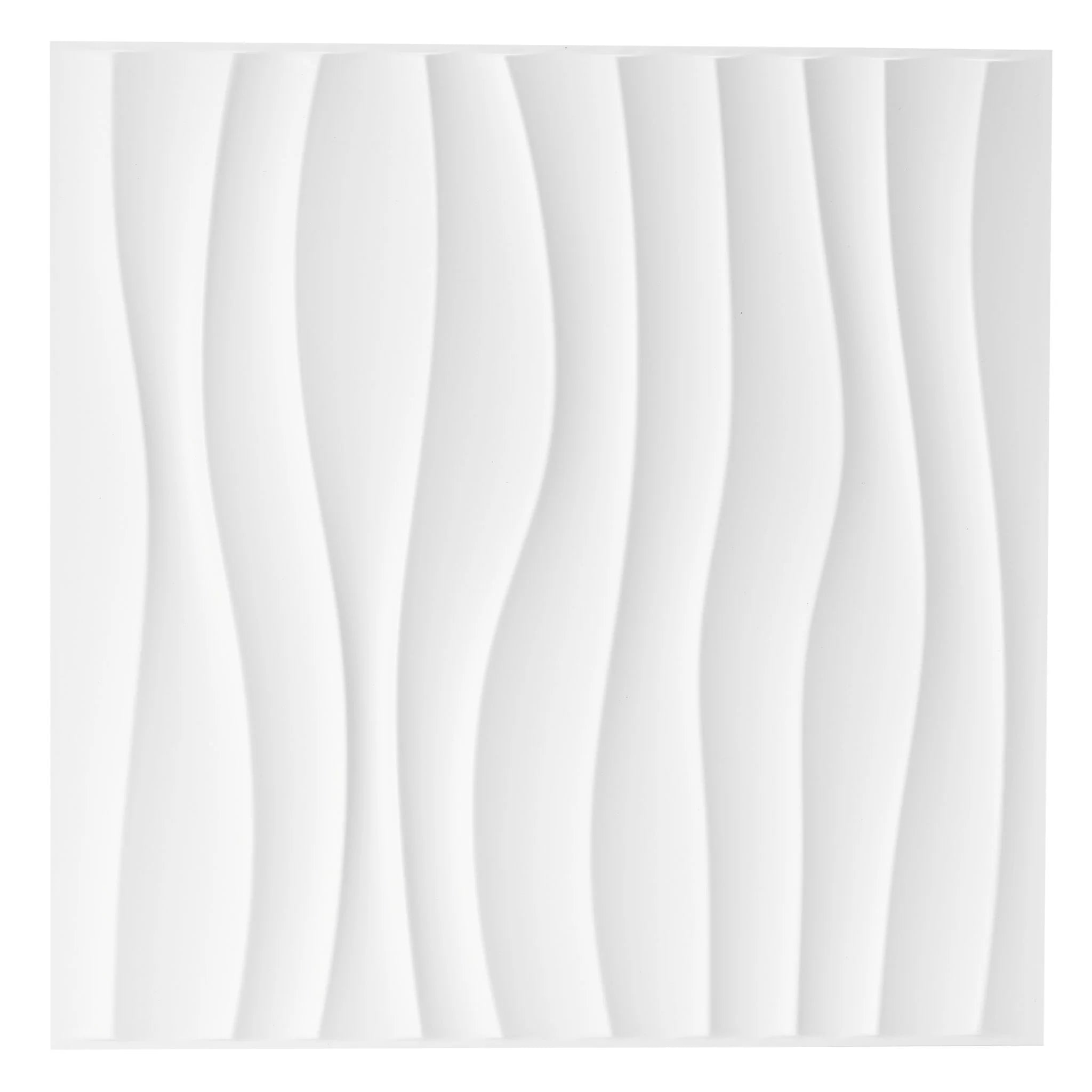 Detailed view of white PVC wall panel showcasing wavy design