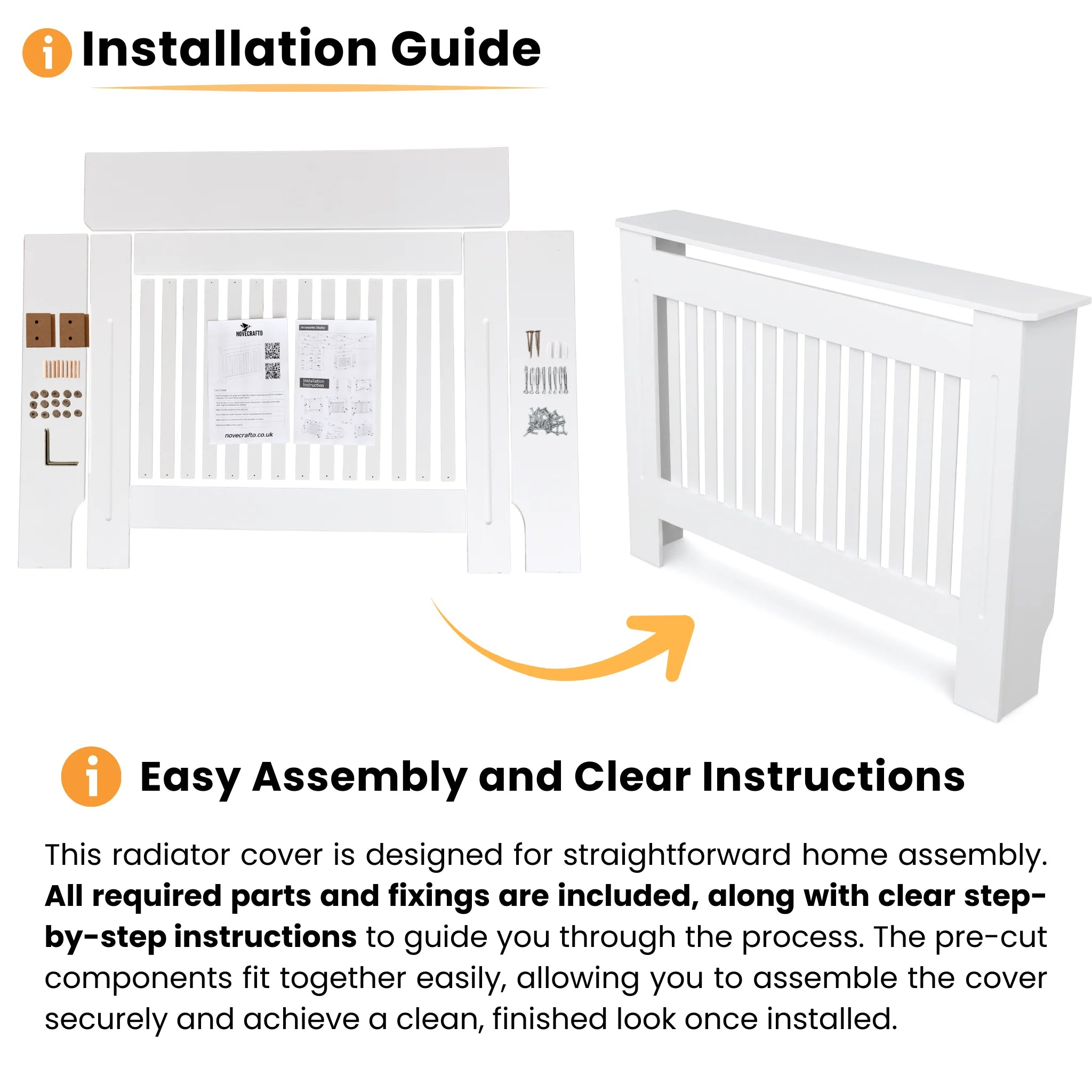 White MDF Radiator Cover – Slatted Design