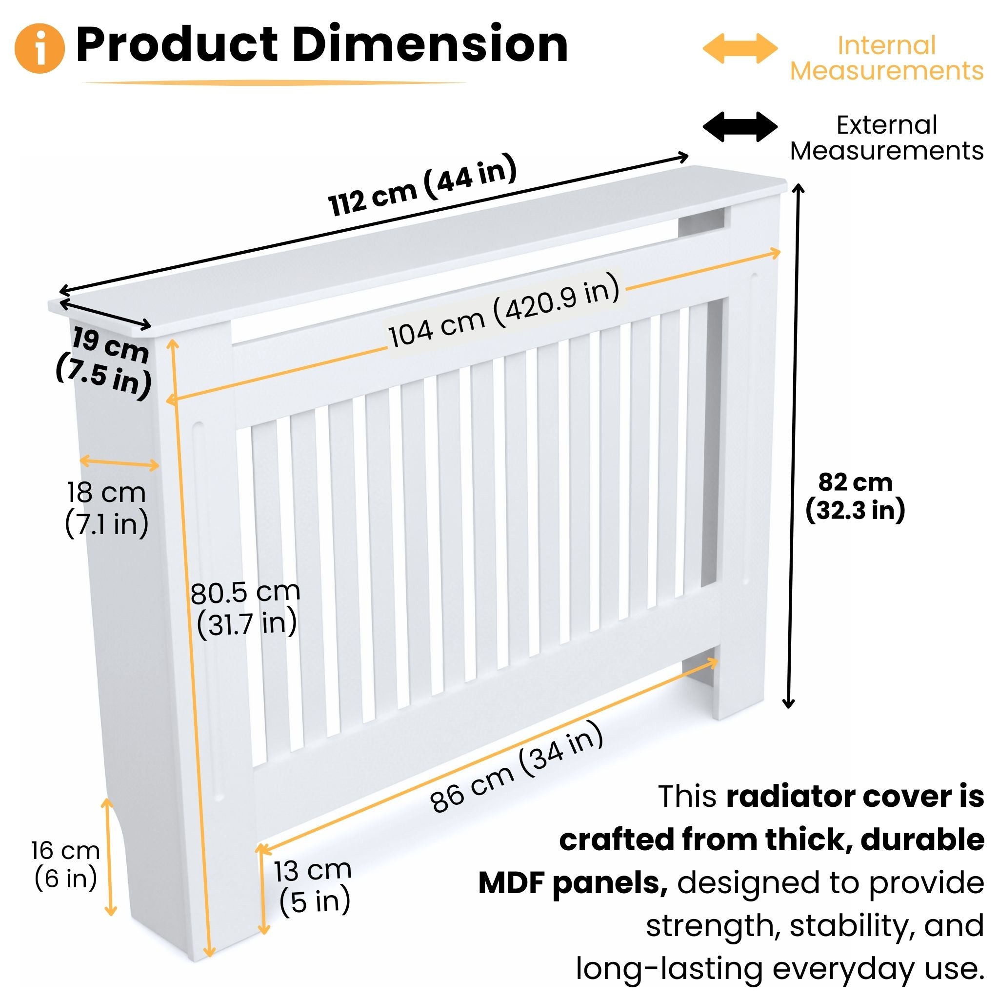 White MDF Radiator Cover – Slatted Design
