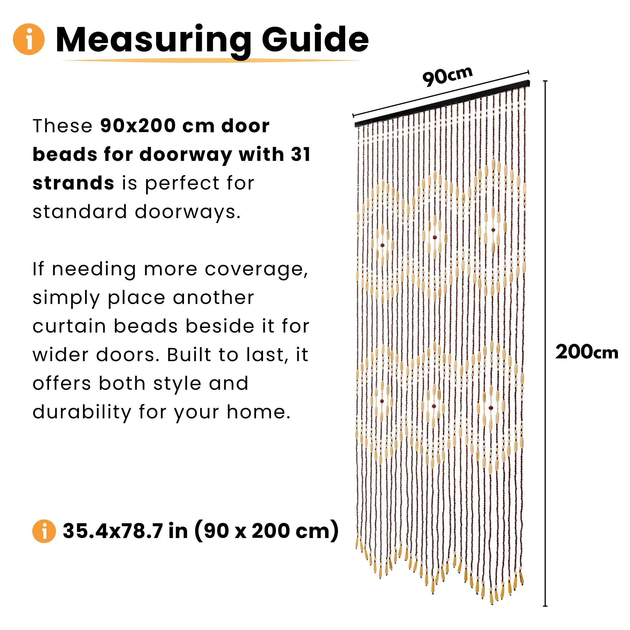 Door beaded curtain measuring guide with dimension