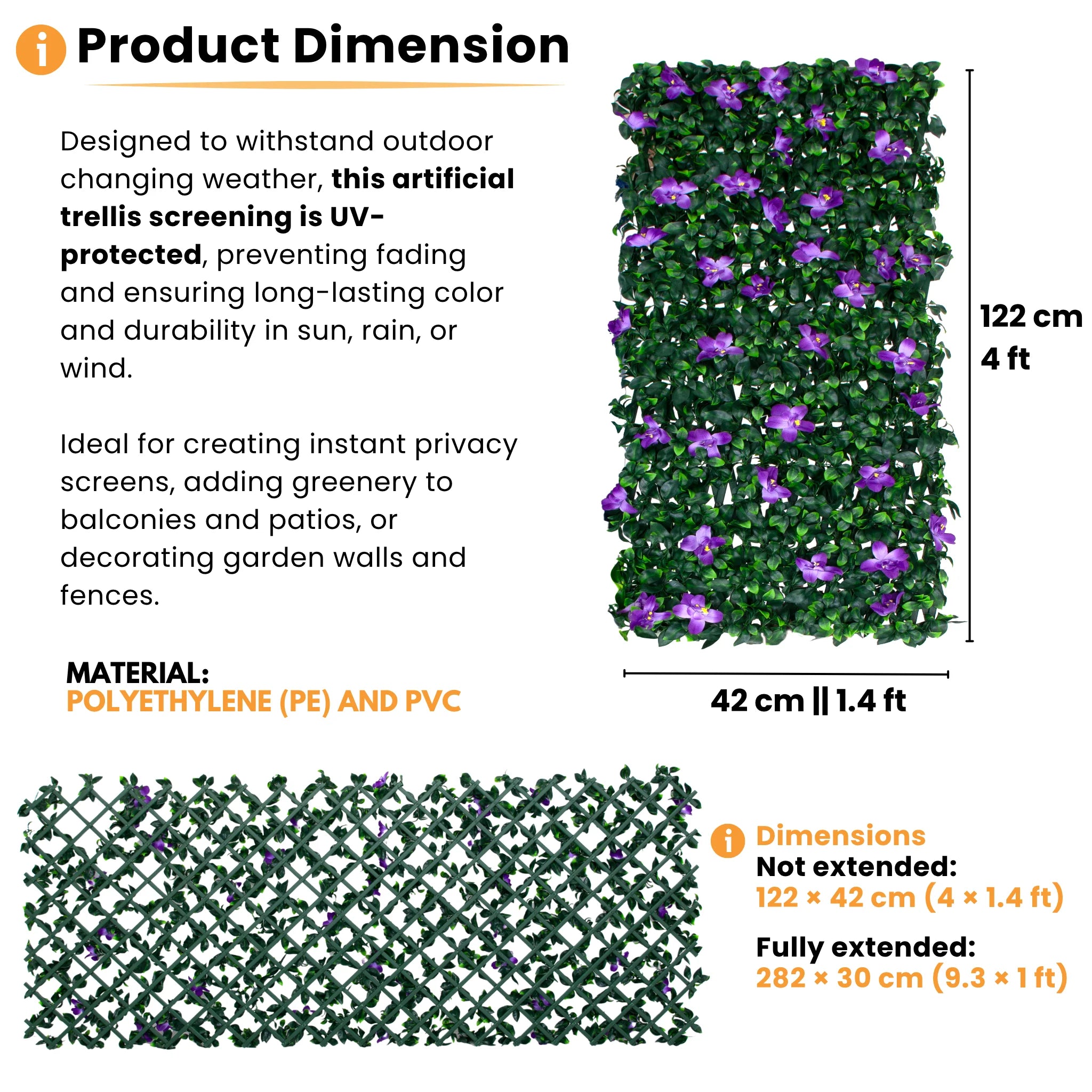 artificial hedge product dimensions and use description