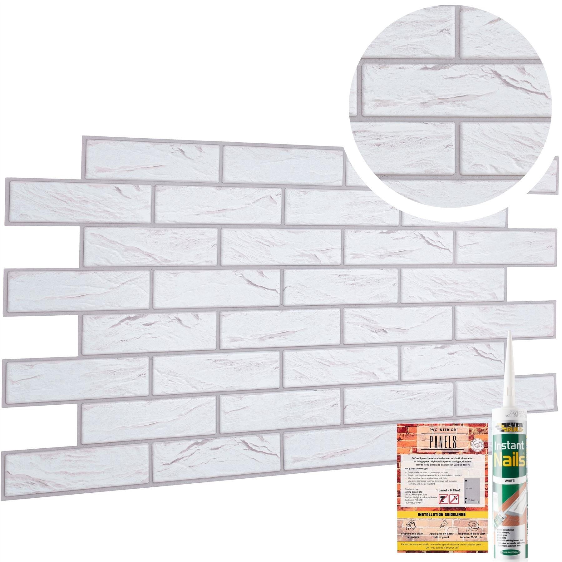 White Loft Exposed Brick - Wall Panel